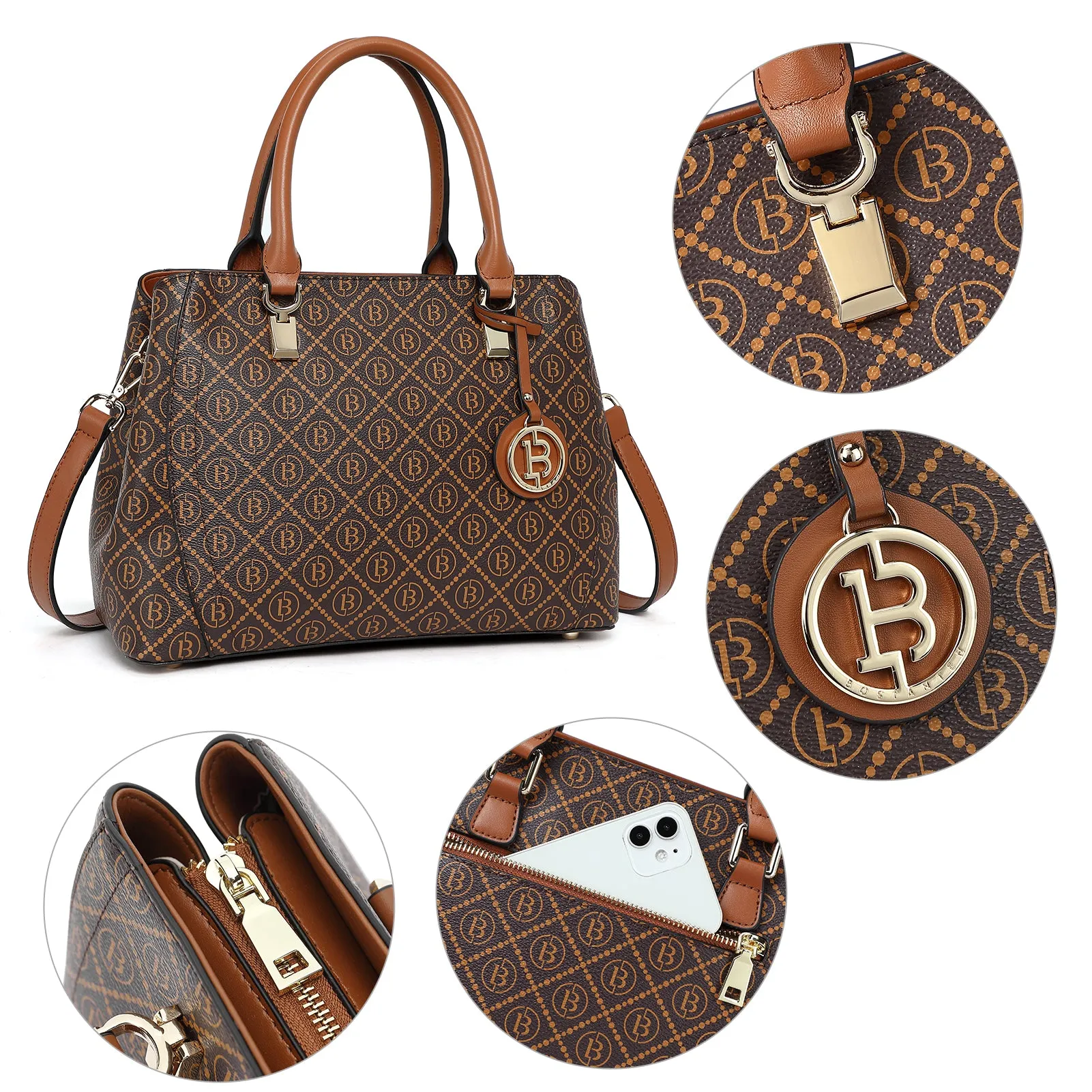 BOSTANTEN Women Leather Handbag Designer Top Handle Satchel Shoulder Bag Crossbody Purses