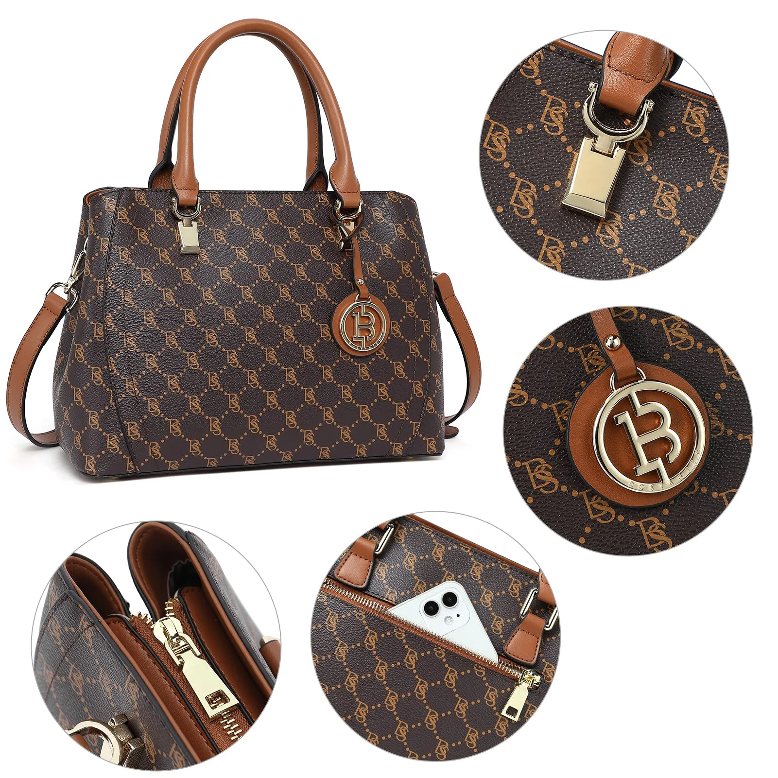 BOSTANTEN Women Leather Handbag Designer Top Handle Satchel Shoulder Bag Crossbody Purses
