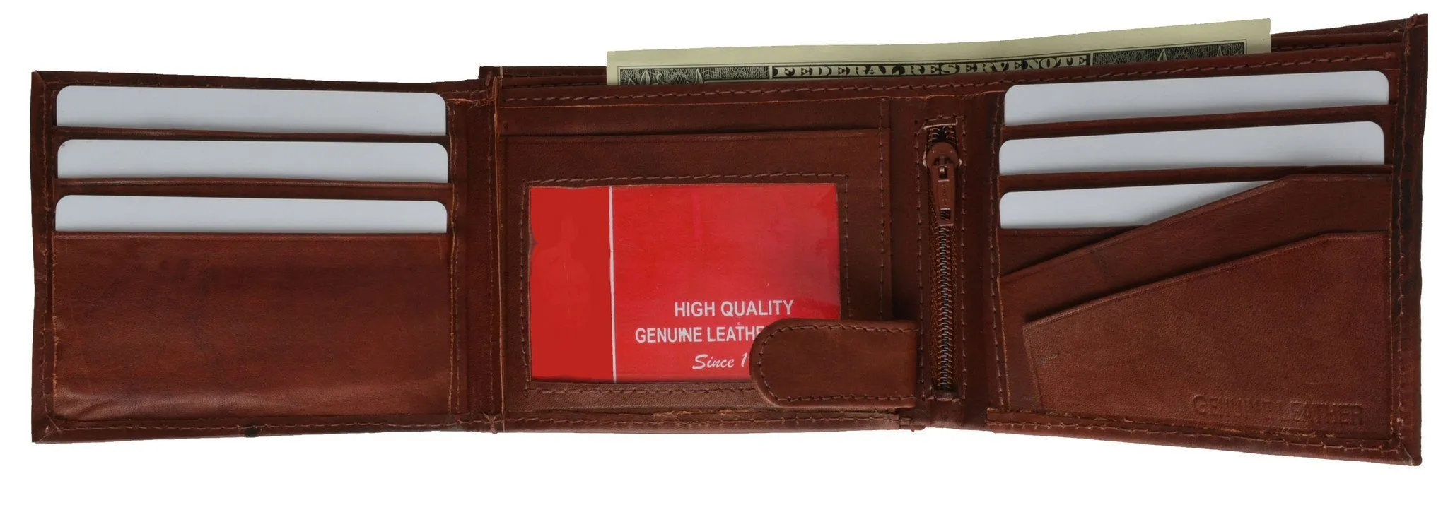Leather Bi-Fold Wallet -Black