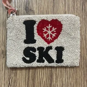 Beaded Coin Purse with Ski Design