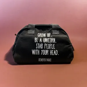 THE "GROW UP. BE A UNICORN 🦄" (BLACK CANVAS) BeeKeeper Handbag